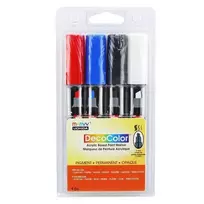 Akriliniai markeriai "Marvy Decocolor Acrylic" #315-4C Basic, 4 vnt