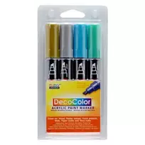 Akriliniai markeriai "Marvy Decocolor Acrylic" #315-4M Metalic, 4 vnt