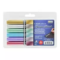 Rašikliai teptukiniu galiuku Marvy Opaque Brush #4700-6V Metallic, 6 vnt.,