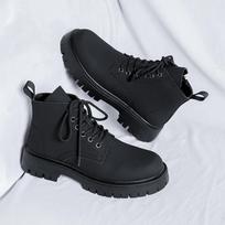 English Style Men Shoes Leather Boots Men Mid Top Boots New Leather Boots Winter Casual Short Boots Men Thick Sole Leather Shoes 38