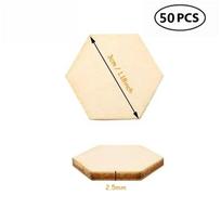 50PCS 30MM Hexagon Wood Pieces Unfinished Blank Wooden Slices Hexagon Shape Chips Embellishments for Paint or Decorate 3cm(1.18inch)