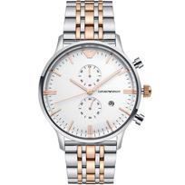 Emporio Armani AR0399 Chronograph Dvi spalvos Vyriškas laikrodis 43mm sidabras