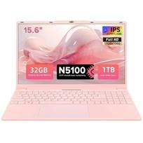 Auusda nešiojamasis kompiuteris 15,6'' - Saugykla 32GB+1TB SSD - Intel Celeron N5100 - Nešiojamasis kompiuteris Windows 11 FHD 5G/2.4G WiFI Rožinis