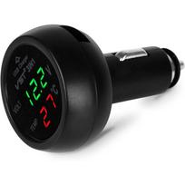 Automobilio lizdas Cigarečių žiebtuvėlio lizdas Automobilio voltmetras 3-in-1 12-24 V Voltmetras Termometras USB automobilio įkroviklis automobiliui Sunkvežimiui 7.5*4.8*4.8cm raudona/žalia