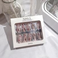 24pcs Luxurious Glossy Long Ballet Shaped Fake Nails - Full Rhinestone Encrusted, Y2K Pink, Press-On Design, Durable, Reusable, Easy to Apply,Perfect