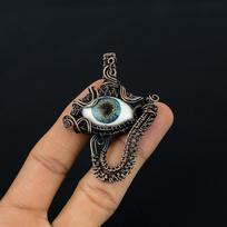 Blogos akies pakabukas, 999 varinės vielos apvyniotas brangakmenių papuošalas, Rankų darbo pakabukas, Motinos dienai 2.55 Inches