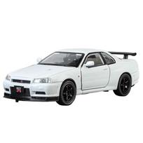 1/32 Nissan GTR R34 Skyline Superautomobilis Lydinio Metalinis Liejamas Automobilio Modelis Garsas ir Šviesa Šventinis Berniuko Dovana Kolekcionavimui Pomėgis Ornamentai balta