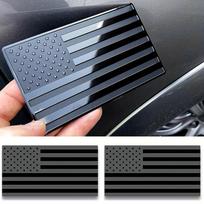 2 vnt. Juoda Amerikos vėliava JAV lipdukas Automobiliui 3D JAV Amerikos vėliavos emblemos Lipdukai Sunkvežimiams 5  x 3  Automobiliui Motociklui juoda