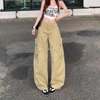 Spring Summer Vintage Saber Cut Relaxed Drape Scythe Wide Leg Denim Pants For Women Casual Pants Oversize Denim Trousers S