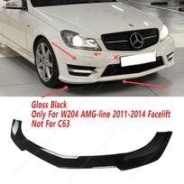 Maxton Style Front Bumper Lip Spoiler Splitter For Mercedes W204 S204 C63 AMG/AMG-line 2011-2014 Facelift Bodykits Tuning TYPE A Gloss Black