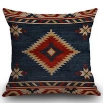 Pietvakarių Navajo Kilimo Pagalvės Užvalkalas, Mėlynas Raudonas Geometrinis Bohemiškas Tribališkas Namų Dekoras (Be įdėklo) Peach skin 18*18(CM)-1Pcs