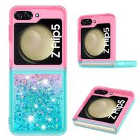 Applicable to Samsung Z Flip7 mobile phone case Z Flip6 folding gradual change color quicksand mobile phone case anti-drop two-color case samsung z flip5