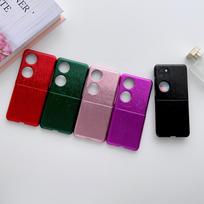 Suitable for P50pocket leather case Z Flip4 folding mobile phone luggage pattern glossy protective case n2 flip samsung z flip3 juoda