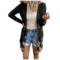 Women's Long Sleeve Mid-Length Cardigan Sweater Button Front Open Pocket Casual Outerwear Top for Everyday Wear L