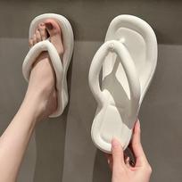 Women Beach Slippers Flip Flops Thick Sole Wedge Heels Sandals Girls Outdoor Slides Non-Slip Homes Slippers Fashion Flip-Flops 36-37 balta