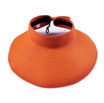 2025 Women Sun Visors June Wide Brim Foldable Packable Roll up Ponytail Beach Hat Straw Visor Sun Hats One Size oranžinė