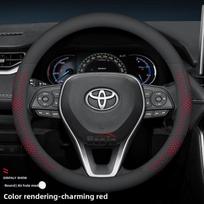Odinis automobilio vairo užvalkalas, skirtas Toyota CHR Yaris cross Corolla Camry Rav4 Highlander Sienna Aygo X 2025 2026 priedai Round Red
