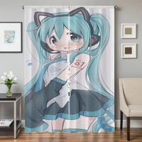 Window Kitchen Curtains for Living Room 2 Pieces Blackout Curtains Door Curtain Hatsune M-mikus Partition Bedroom Decoration W50xH70cmx2pcs-CL