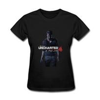 Attmye Women's Uncharted 4 A Thiefs End Game Nathan Drake T Shirts Black S juoda