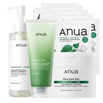 ANUA Heartleaf Calming Skincare Set (Cleansing Oil 200ml + Cleansing Foam 150ml + Toner Pad 70 Pads + Sheet Mask 10 Sheets)
