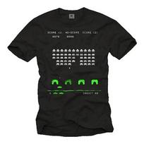 CULT SPACE NERD GAME MEN shirt WITH OLD SCHOOL INVADERS - SHORT SLEEVE GEEK TEE M