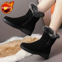 Winter Womens Warm Mid-Calf Snow Boots Trendy Suede Comfort Warm Ankle Cotton Shoes Trend Cold Resistant Women Boots Botas Mujer 35