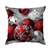 Home Decor Christmas Red & White Ornamental Pillow Covers Pattern Cushion Cover Suitable For Sofa Bedroom Car Pillow Cover Peach skin 18*18(CM)-1Pcs