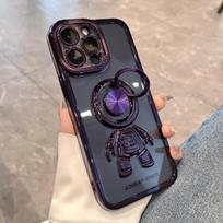 Electroplate 3d Astronaut Lens Protection Phone Case For Iphone 14 13 12 11 Pro Max Xs Xr X Astronaut Stand Holder Back Cover For iPhone 14 violetinė