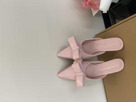 Slippers French Style NicheSocialiteStyle Pointed Toe Mid Heel Closed ToeLarge BowSex Fashion Closed Toe Slide Sandals Women'sSummer 35
