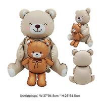 Love Heart Foil Balloons Golden Assemble Giant Size Bear Balloon Animal Shaped Matte Finish Helium Balloon Birthday Party 10inch