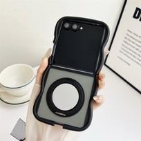 Applicable to Samsung ZFlip7 rotating mirror holder mobile phone case skin feeling wave zflip6/5 folding PC protective case Samsung zflip7 juoda
