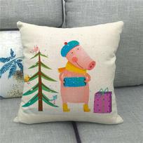 Cute Cartoon Animals Hippopotamus Elephant Digital Printing Short Plush Pillow Covers For Sofa Office Cushion Cover Home Goods Peach skin 18*18(CM)-1Pcs