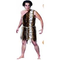 Unique Polyester Unisex Caveman Costume For Halloween Celebrations And Events Tiger Stripe Female brown