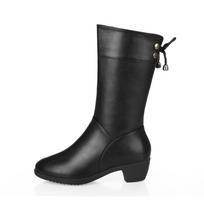 Round Toe Mid Heel Fashion Boots Mid-calf Winter Women's Shoes On Sale 2024 New Winter Solid Zipper Concise Women's Boots 35