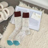 New Thick Warm Socks Cotton Mixed-color Dot Mid Tube Socks Soft Breathable Women Stockings Autumn Winter One Size