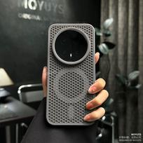 For Honor Magic 8 Pro Case Magnetic Honeycomb Heat Dissipation Hole Silicone Phone Cover Fingerprint-Resistant Dustproof Bumper Honor Magic8 Pro pilka spalva