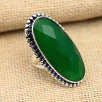 Faceted Green Onyx Gemstone Handmade 925 Sterling Silver Wedding Jewelry Ring 4 žalia