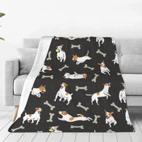Jack Russell terjero šuo flanelinis pledas mielas gyvūnas šiltas minkštas lovatiesė ant sofos lovos kelionės spausdintas lovatiesė sofos lovos užvalkalas 30*40in black