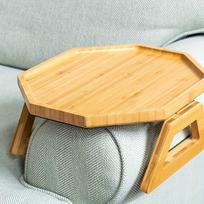 Sulankstomas bambukinės sofos porankio padėklas: Puikiai tinka kaip greitas ir stabilus staliukas prie sofos - 24cm x 10.5cm - Nereikia elektros - Pagamintas iš kietmedžio
