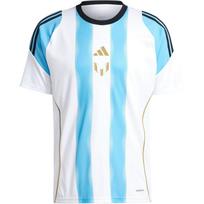 Adidas Messi Collection SS24 Fashion Logo Round Neck Training Short Sleeve Football Shirt Men Tops White Blue IZ2996 S