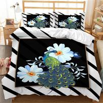 White Gold Peacock Luxurious Duvet Cover Floral Chinese Style Peacock Feather Quilt Cover Polyester for Bedroom Decoration Women 135x200cm 2pcs