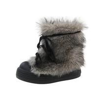 Retro Versatile Large Head Fur Boots Women's Winter New Fashionable Thick Bottom Snow Boots Warm Cold Resistant Women's Boots 35 juoda