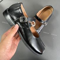 IPPEUM Tabi Mary Janes Batai Moteriški Sagtis Didelis Dydis 35-44 Bordo Juodi PU Oda Split Toe Plokščiapadžiai Tabis Mokasinai 240 bordinė