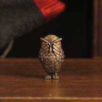 Išskirtinis retro žalvarinis pelėdos stalo ornamentas