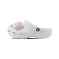 Crocs Classic clog EVA Pink Bow Small Fresh Fashion Cute Home Casual Beach Campus Style Hole Shoes Unisex White 43-44 balta