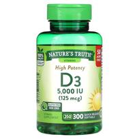Nature's Truth, High Potency Vitamin D3, 125 mcg (5,000 IU), 300 rapid-release softgels