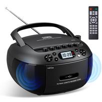 Portable Boombox CD & Cassette Player with Bluetooth, FM Radio, USB, MP3 Playback & Tape Recording Function UK Plug juoda