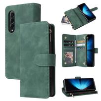 For Samsung Z Fold 4 mobile phone leather case retro matte insert card zipper wallet folding mobile phone case Samsung z fold 4 tamsiai ruda spalva