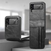 Applicable to Samsung ZFlip3 folding mobile phone case Crazy Horse pattern retro multi-card flip cover insert card back cover 4th generation protect Samsung galaxy z flip 4 juoda