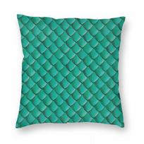 Turquoise Dragon Scales Square Pillowcase Polyester Linen Velvet Pattern Zip Decor Throw Pillow Case Bed Cushion Cover 18 Peach skin 18*18(CM)-1Pcs